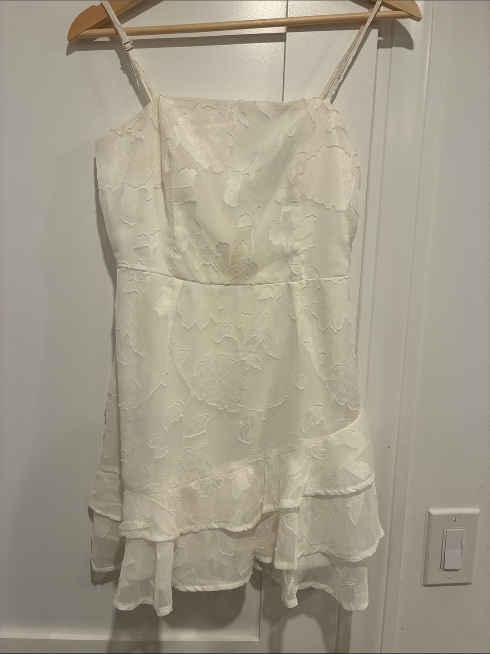 Lulu's Ivory Floral Textured Mini Dress